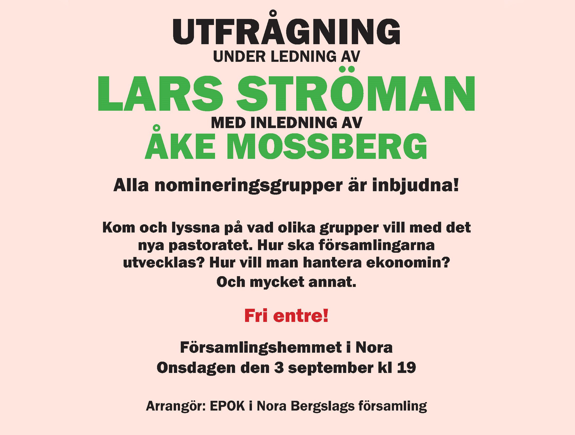 Inbjudan till debatt! 3 september